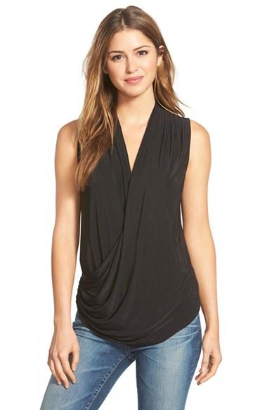 Women's Nic+zoe 'feel Good' Wrap Front Top - Black
