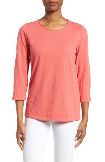 Women's Eileen Fisher Slubby Organic Cotton Jersey Top, Size - Pink
