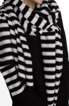 Women's White + Warren Travel Stripe Cashmere Wrap, Size - Black