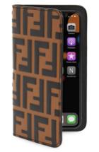 Fendi Fun Iphone X Leather Folio Case - Brown