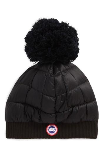 Women's Canada Goose Quilted Down Pom Beanie - Black