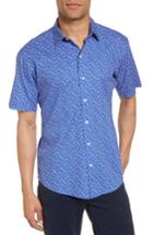 Men's Zachary Prell Floral Print Short Sleeve Sport Shirt, Size - Blue
