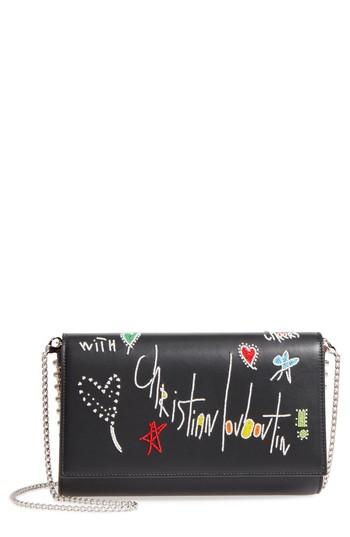 Christian Louboutin Paloma Loubitag Leather Clutch - Black