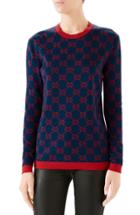 Women's Gucci Gg Logo Jacquard Sweater, Size - Blue