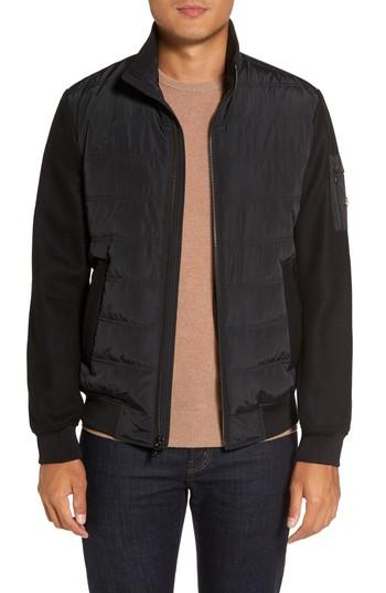 Men's Michael Kors Mixed Media Quilted Jacket - Black