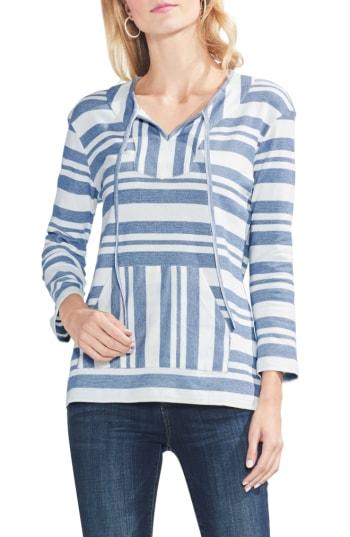 Women's Vince Camuto Variegated Stripe Cotton Blend Drawstring Top - Blue