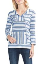 Women's Vince Camuto Variegated Stripe Cotton Blend Drawstring Top - Blue