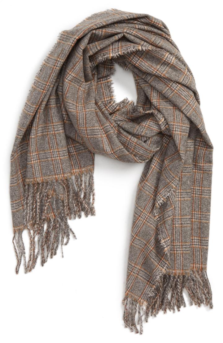 Women's Bp. Menswear Plaid Scarf, Size - Grey
