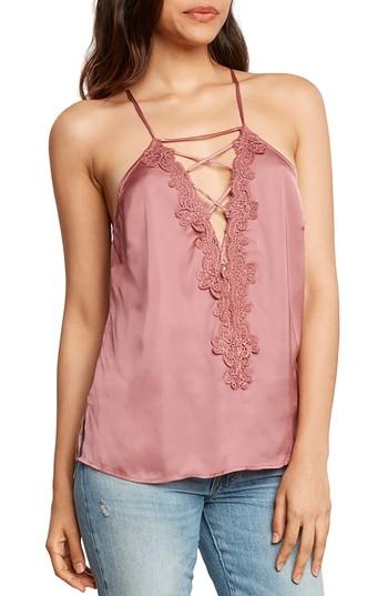 Women's Willow & Clay Lace-up Satin Camisole - Pink