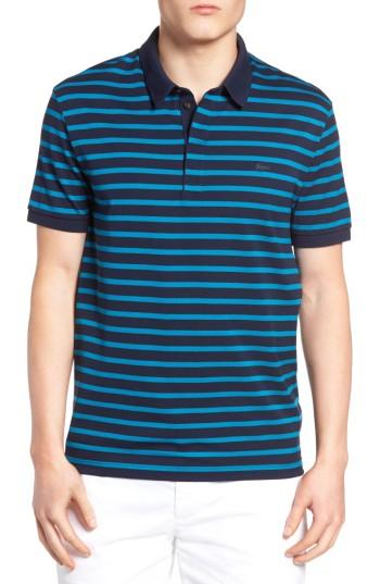 Men's Lacoste Slim Fit Striped Polo (xl) - Blue