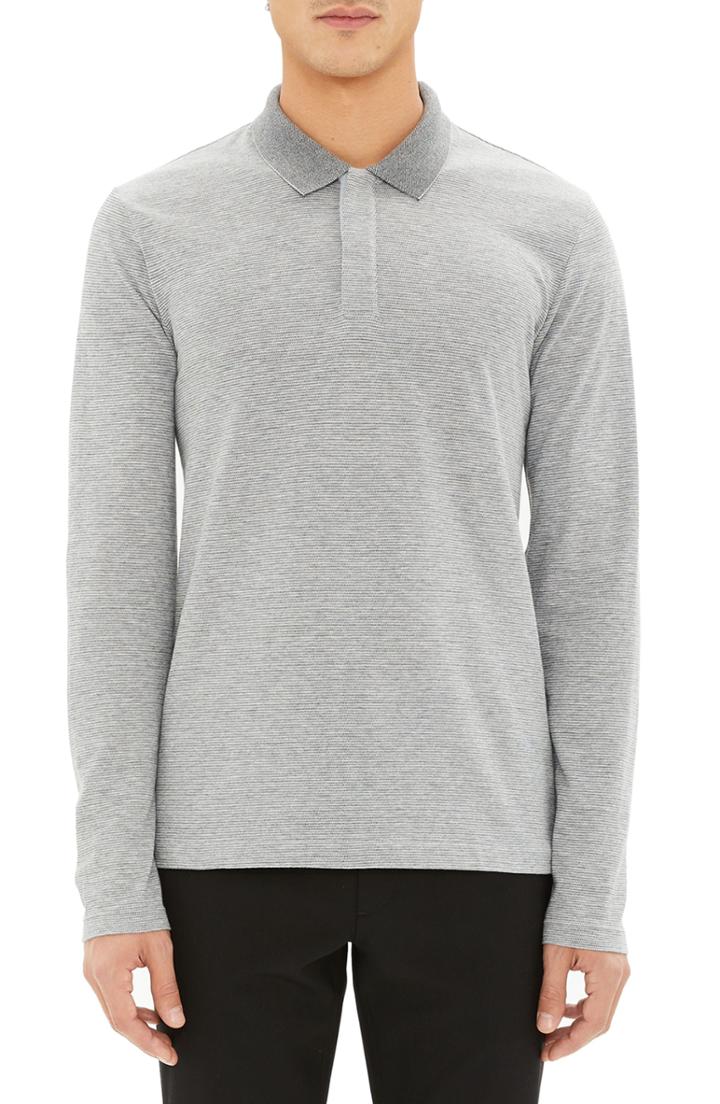 Men's Theory Clean Long Sleeve Polo - Grey