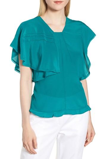 Women's Lewit Ruffle Silk Top - Blue/green