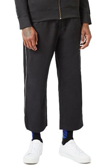 Men's Topman Aaa Collection Crop Wide Leg Trousers - Black