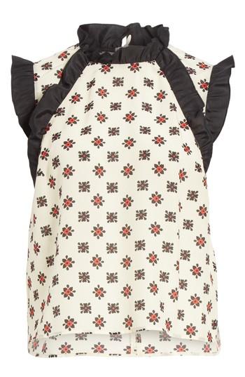 Women's Red Valentino Ruffle Sleeve Silk Top Us / 40 It - Red