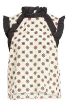 Women's Red Valentino Ruffle Sleeve Silk Top Us / 40 It - Red