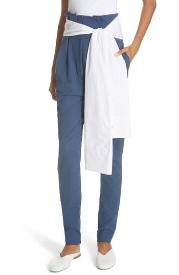 Women's Ji Oh Tie Waist Paperbag Pants - Blue