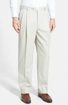 Men's Berle Pleated Wool Gabardine Trousers X 34 - Beige