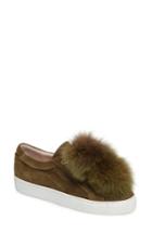 Women's Here/now Lara Genuine Fox Fur Poms Slip-on Sneaker M - Green