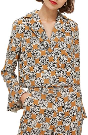 Women's Topshop Leopard Spot Frill Jacket Us (fits Like 0) - Brown
