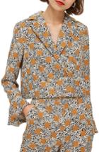 Women's Topshop Leopard Spot Frill Jacket Us (fits Like 0) - Brown