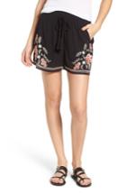 Women's Band Of Gypsies Floral Embroidered Shorts - Black