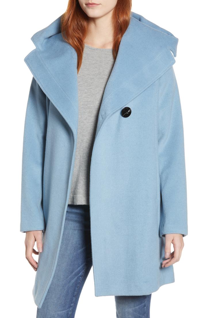 Women's Sam Edelman Shawl Collar Hooded Coat - Blue