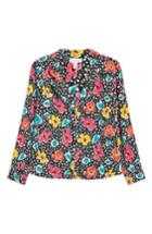 Women's Topshop Floral Pajama Style Shirt Us (fits Like 0) - Black