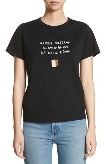 Women's Tu Es Mon Tresor Bread Imitation Pearl Embellished Tee Us / 38 Fr - Black