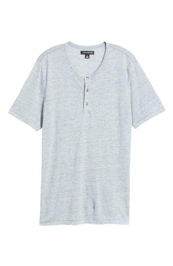 Men's Treasure & Bond Short Sleeve Linen Henley - Blue