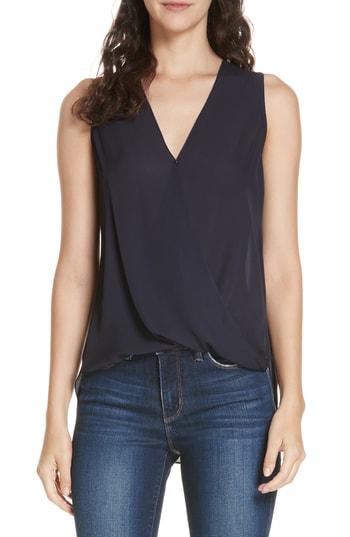 Women's L'agence Mila Draped Silk Surplice Blouse - Blue