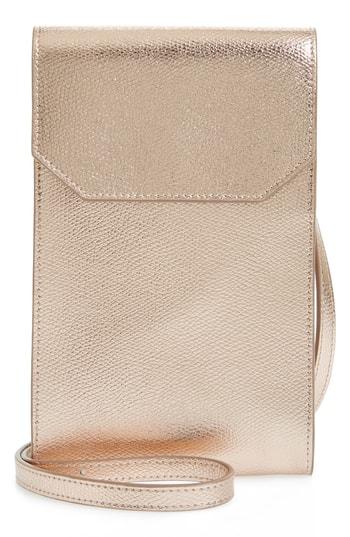 Nordstrom Metallic Leather Phone Crossbody Bag - Metallic