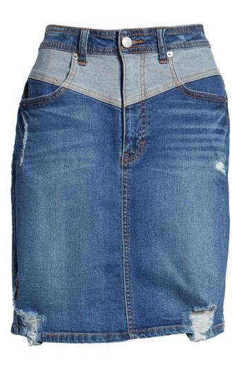 Women's Jordache V-front Ripped Denim Skirt