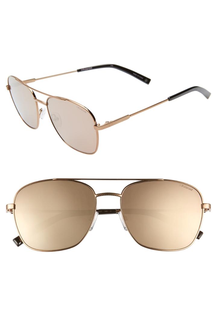 Men's Polarioid 58mm Polarized Navigator Sunglasses - Bronze