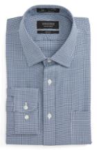 Men's Nordstrom Men's Shop Smartcare(tm) Trim Fit Houndstooth Dress Shirt 34/35 - Blue