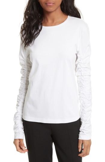 Women's Tibi Long Sleeve Mercerized Cotton Tee - White