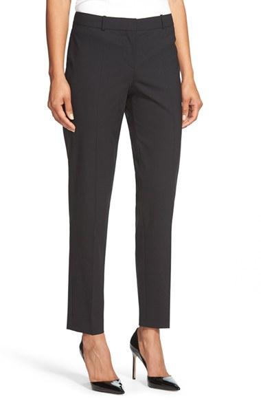 Women's Boss 'tiluna' Stretch Wool Slim Leg Ankle Trousers - Black