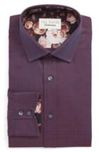 Men's Ted Baker London Carmz Trim Fit Houndstooth Dress Shirt .5 - 32/33 - Red