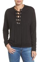 Women's Caslon Lace-up Sweatshirt, Size - Black