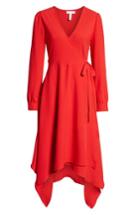 Women's Leith Sharkbite Hem Wrap Dress, Size - Red