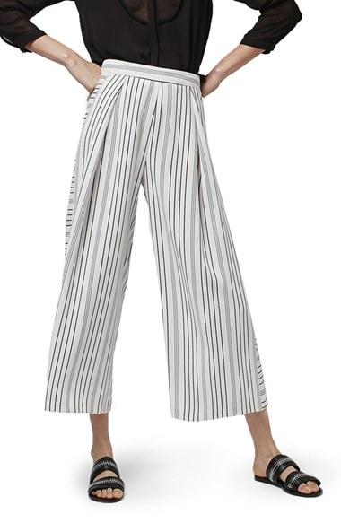 Women's Topshop Stripe Crop Wide Leg Trousers