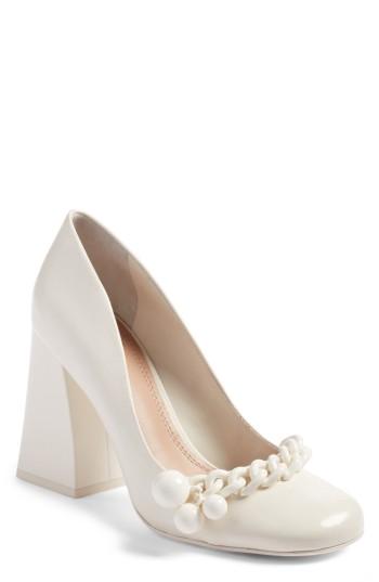 Women's Tory Burch Addison Flared Heel Pump M - Ivory