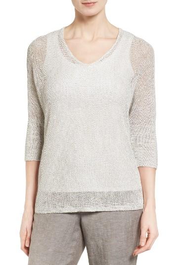 Women's Nic+zoe Sunkissed Sheer Linen Blend Pullover - Grey