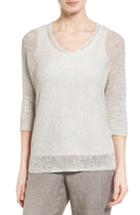 Women's Nic+zoe Sunkissed Sheer Linen Blend Pullover - Grey