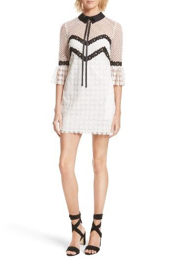 Women's Self-portrait Petal Monochrome Minidress - Black