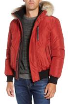 Men's Mackage 'florian' Down Bomber Jacket With Genuine Coyote Fur Trim - Red
