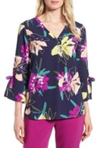 Women's Chaus Cabana Blooms Bell Sleeve Top - Blue