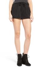 Women's Soprano Satin Drawstring Shorts - Black