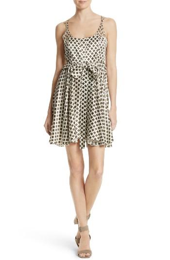 Women's Cinq A Sept Geneva Print Silk Dress - Ivory