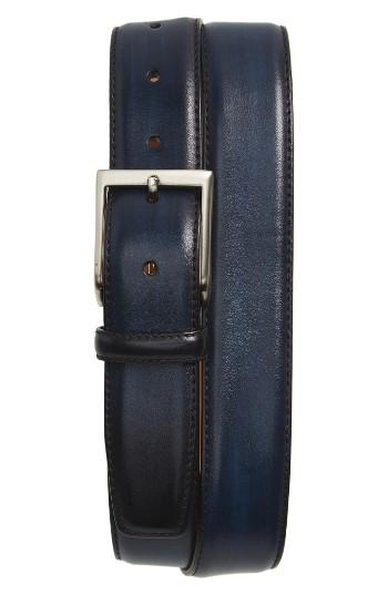 Men's Magnanni Bolton Leather Belt - Navy