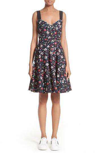 Women's Marc Jacobs Floral Print Poplin Fit & Flare Dress - Black